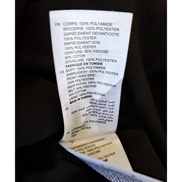 Sandro Floral Embroidered Midi Dress Black Cocktail Party Plunge V-neck Beaded - Picture 16 of 16